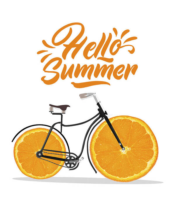 Adorable Poster featuring the photograph Hello summer, funny retro bike by Mounir Khalfouf