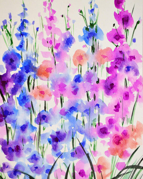 Hollyhocks Poster featuring the painting Hollyhocks 2 by Amy Giacomelli