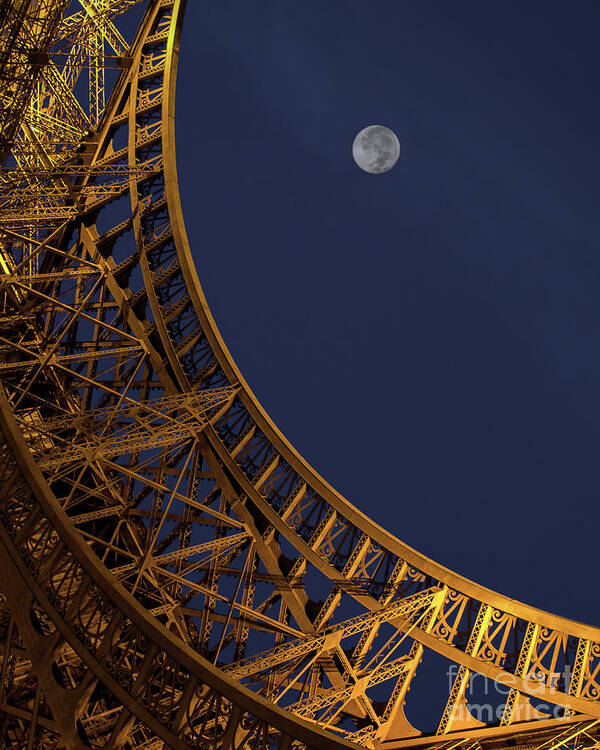 Eiffel Tower Poster featuring the photograph Hugging the Moon by Neala McCarten