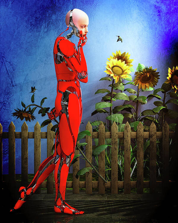 Robot Poster featuring the digital art Hummingbirds by Bob Orsillo