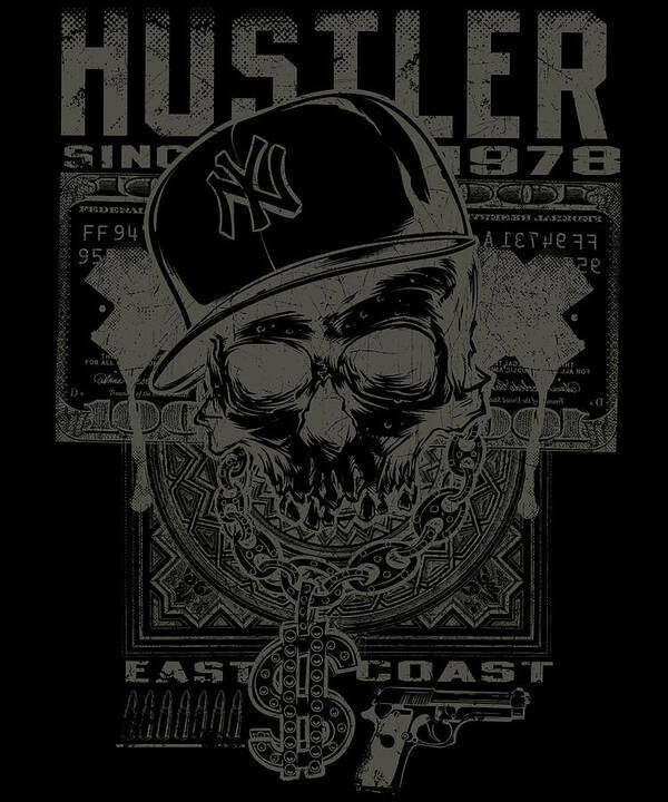 Skull Poster featuring the digital art Hustler Skull by Jacob Zelazny