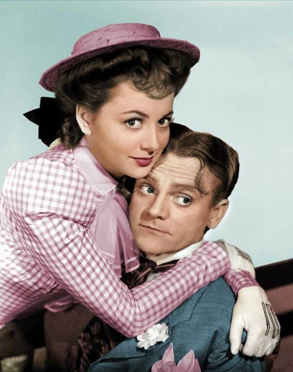 James Cagney Poster featuring the photograph James Cagney and Olivia de Havilland by Movie World Posters