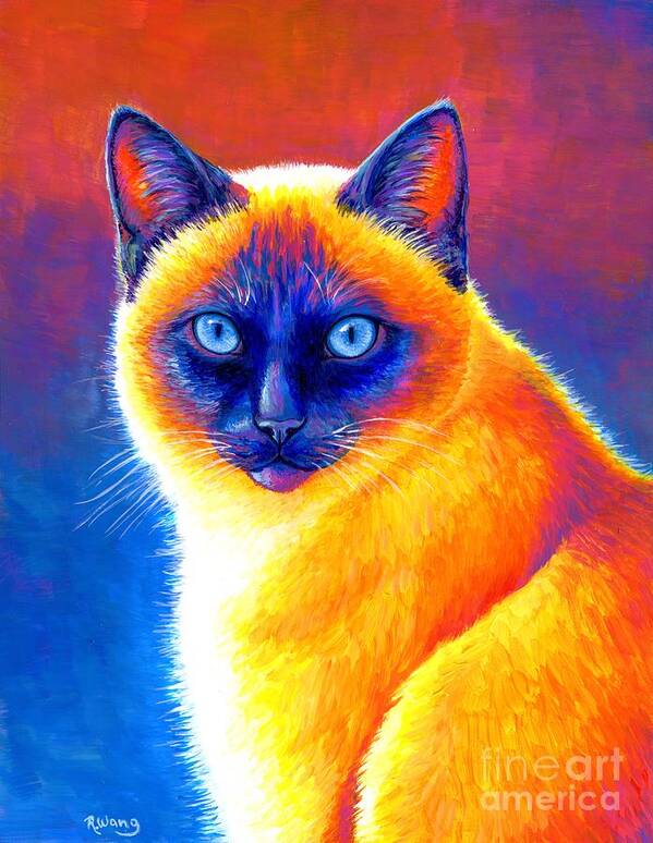 Siamese Cat Poster featuring the painting Jewel of the Orient - Colorful Siamese Cat by Rebecca Wang