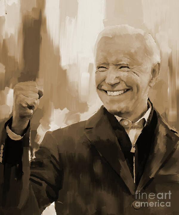 Joe Biden Poster featuring the painting Joe American new president by Gull G