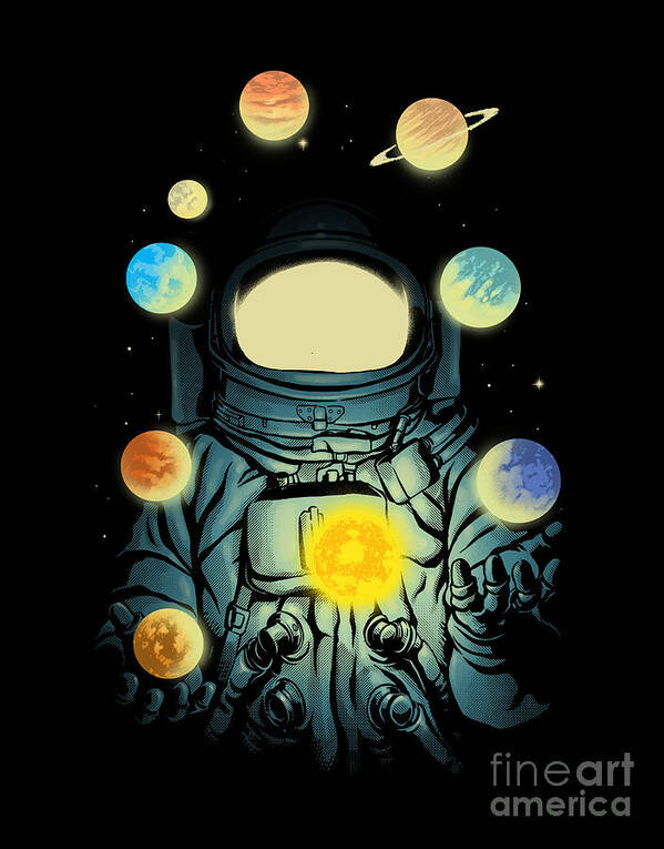 Astronaut Poster featuring the digital art Juggling Planets by Digital Carbine