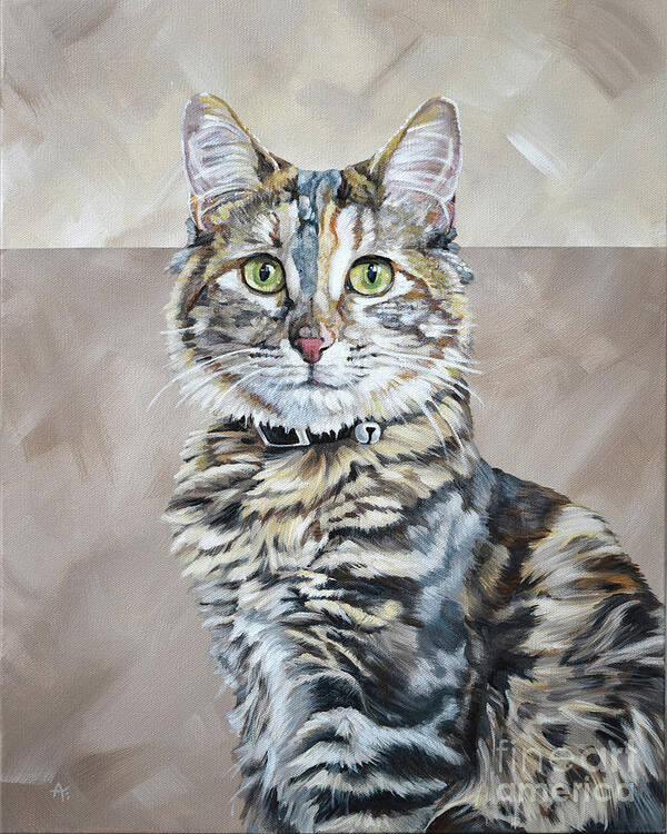 Cat Poster featuring the painting Kali Cat - Pet Portrait Painting by Annie Troe