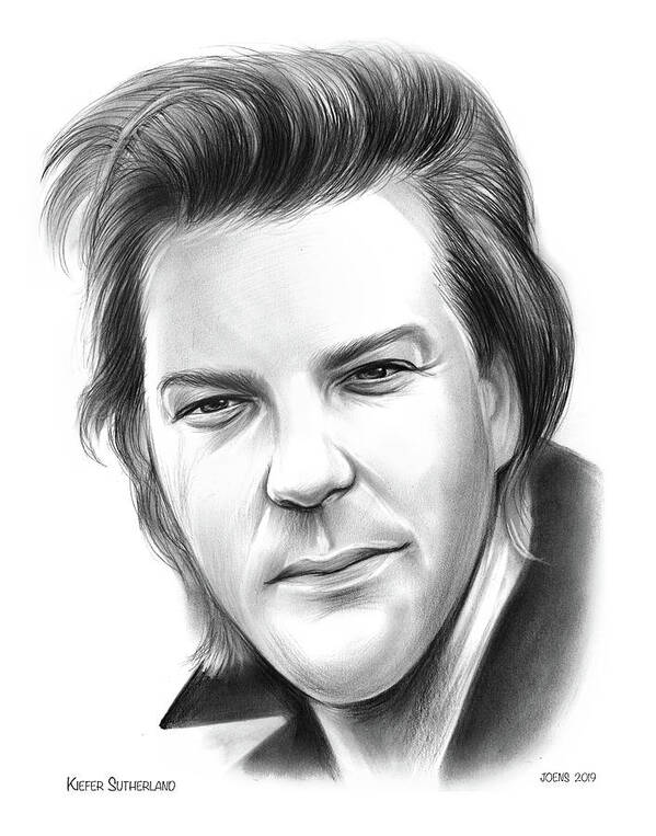 Kiefer Sutherland Poster featuring the drawing Kiefer Sutherland by Greg Joens