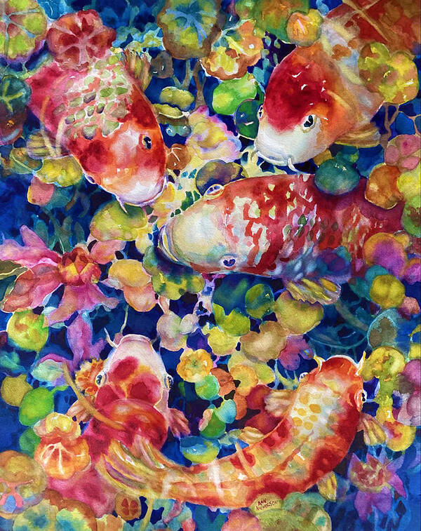 Koi Fish Poster featuring the painting Koi Garden II by Ann Nicholson