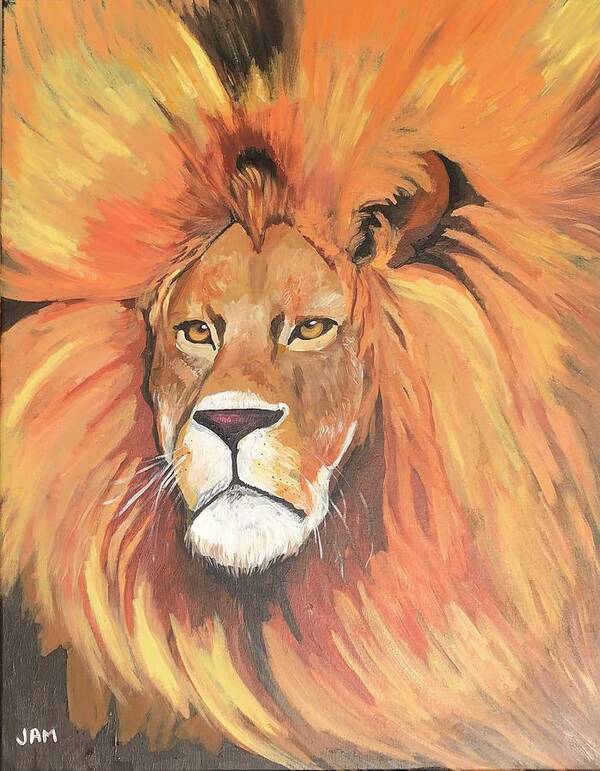  Poster featuring the painting Lion by Jam Art