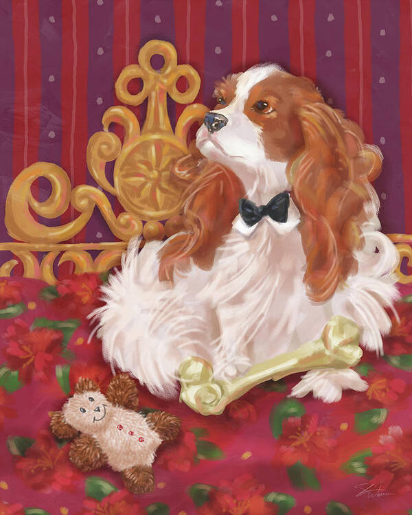 Dog Poster featuring the mixed media Little Dogs - Cavalier King Charles Spaniel by Shari Warren