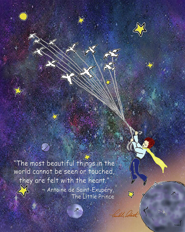 The Little Prince Flying Quote Poster by Michele Avanti - Fine Art