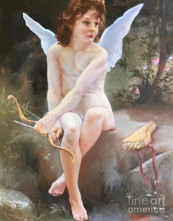 Cupid Poster featuring the painting looking for Love by Lori Ippolito