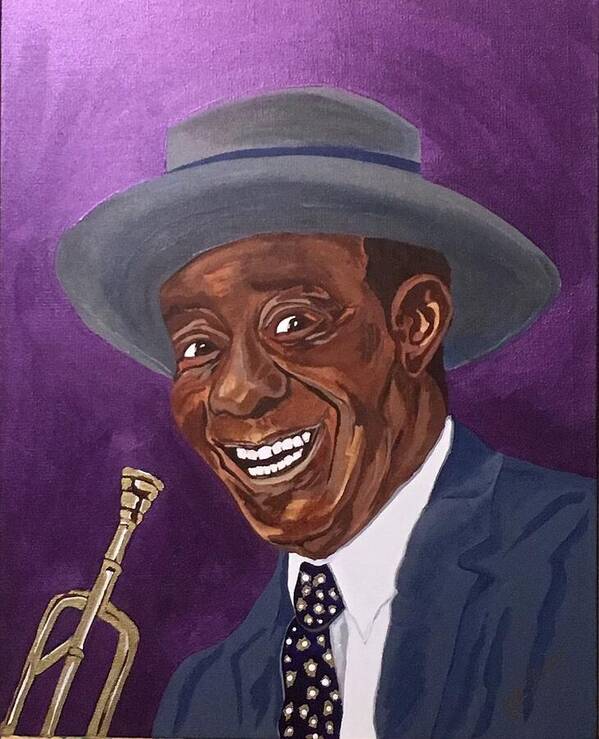 Louis Armstrong Poster featuring the painting Louis Sporting a New Hat by Bill Manson