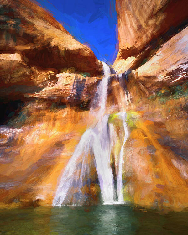 Lower Calf Creek Falls Poster featuring the photograph Lower Calf Creek Falls Utah X101 by Rich Franco