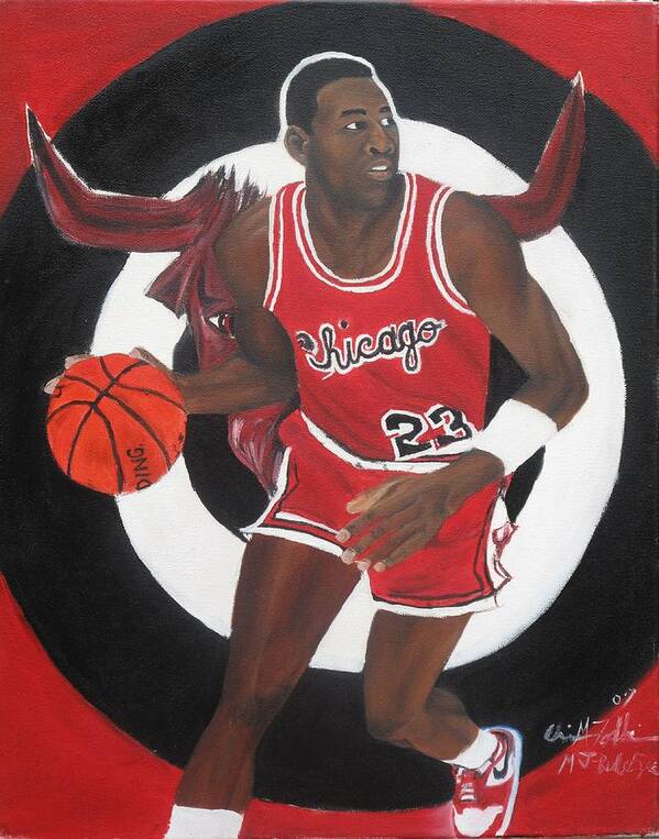 Sports Poster featuring the painting M-j Bullseye by ChrisMoses Tolliver
