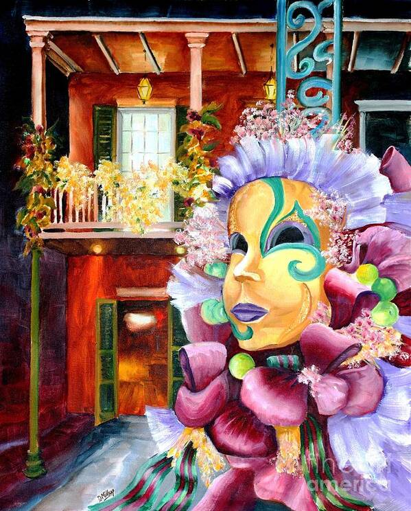New Orleans Poster featuring the painting Mardi Gras Mask by Diane Millsap