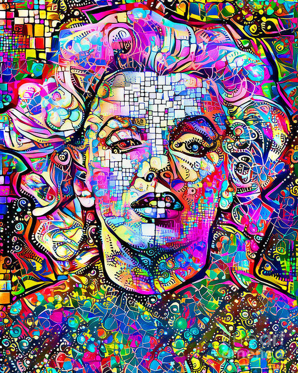 Wingsdomain Poster featuring the photograph Marilyn Monroe in Whimsical Modern Art 20211209 by Wingsdomain Art and Photography