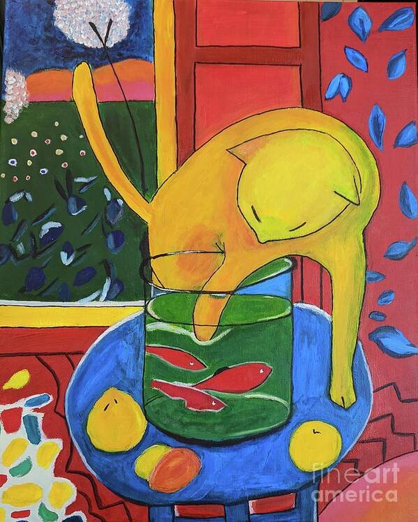 Cat Poster featuring the painting Matisse - Re-creation by Aurelia Schanzenbacher
