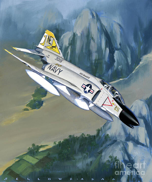 Aviation Poster featuring the painting McDonnell Douglas F-4 Phantom II by Jack Fellows