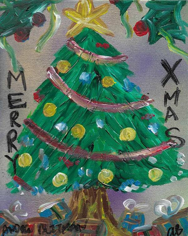 Holidays Poster featuring the painting Merry X-Mas by Andrew Blitman