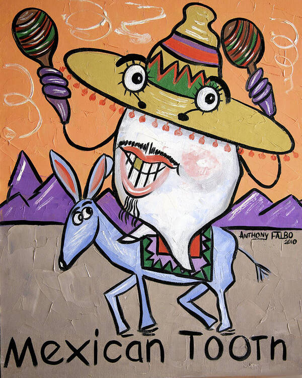 Mexican Tooth Framed Prints Poster featuring the painting Mexican Tooth by Anthony Falbo