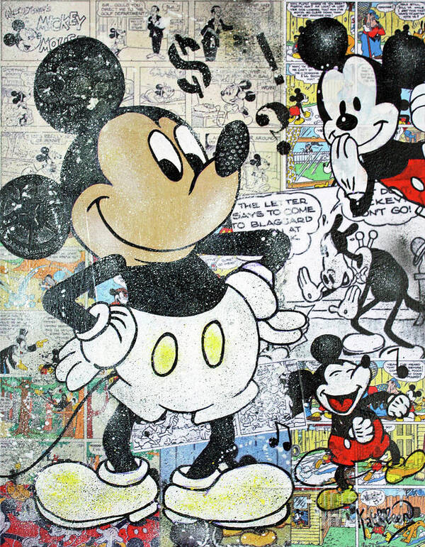 Mickey Mouse Poster featuring the mixed media Mickey Mouse Comics by Kathleen Artist PRO
