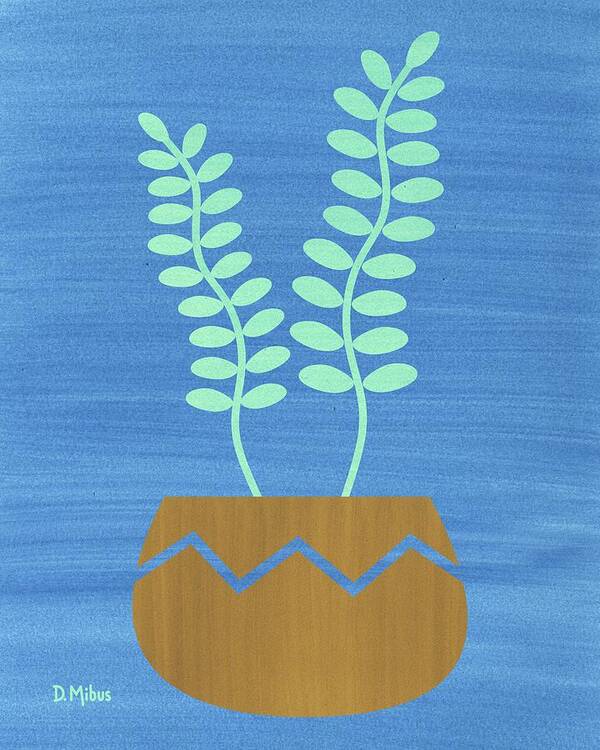 Mid Century Modern Poster featuring the mixed media Mid Century Modern Succulent 1 by Donna Mibus