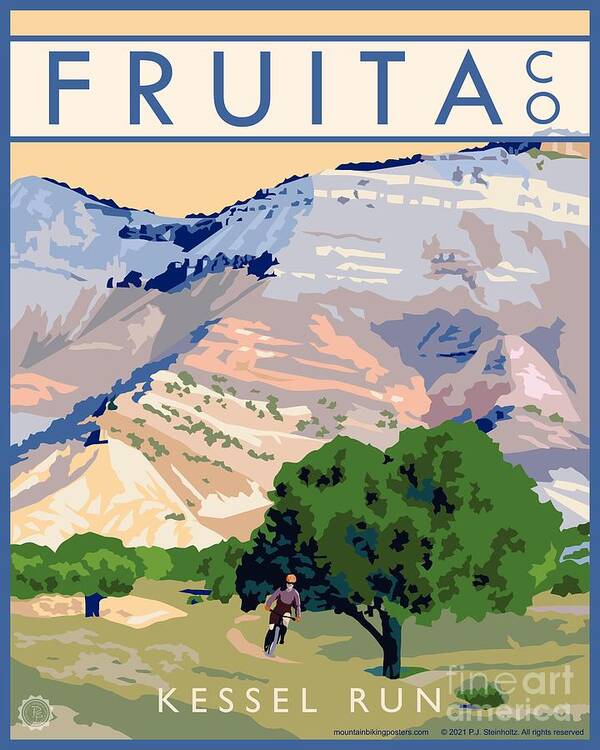 Mountain Biking Poster featuring the digital art Mountain Biking Kessel Run, Fruita, Colorado by PJ Steinholtz