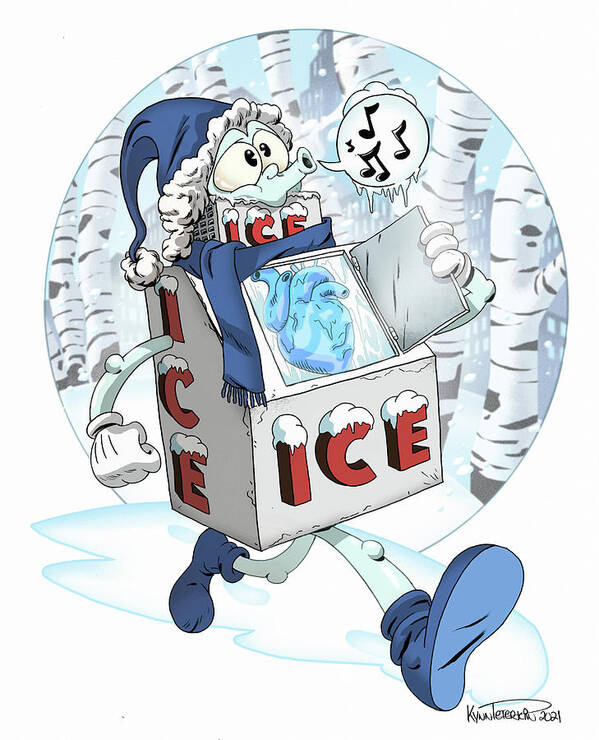 Cartoon Poster featuring the digital art Mr. Ice-Cold by Kynn Peterkin