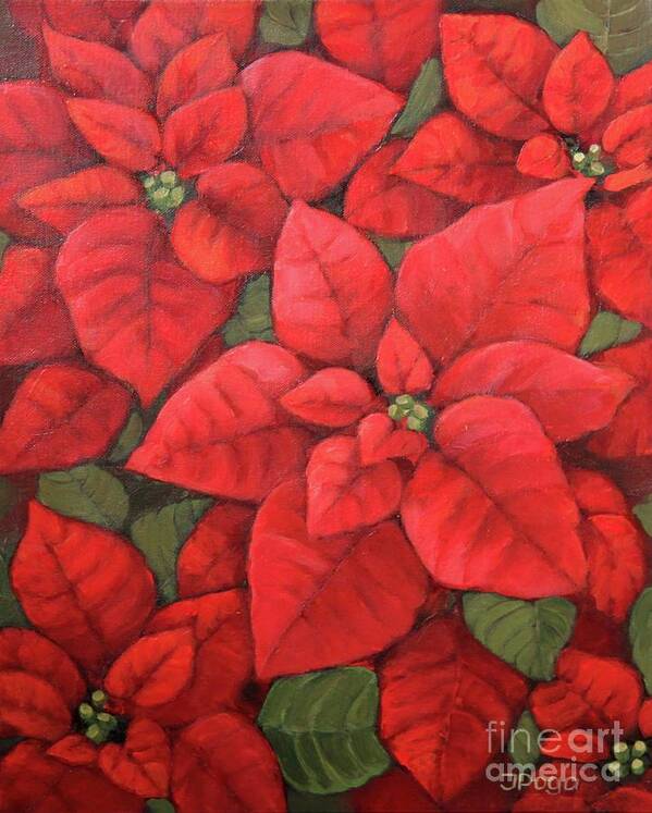 Poinsettia Poster featuring the painting My very red poinsettia by Inese Poga