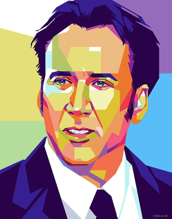 Nicolas Cage Poster featuring the digital art Nicolas Cage portrait by Movie World Posters