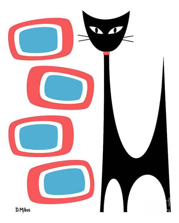 Atomic Poster featuring the digital art No Background Atomic Cat Blue Pink by Donna Mibus