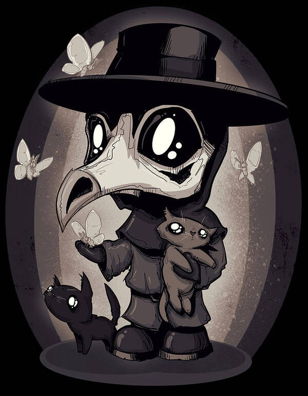 Plague Doctor Poster featuring the drawing Nocturnal Plushie by Ludwig Van Bacon
