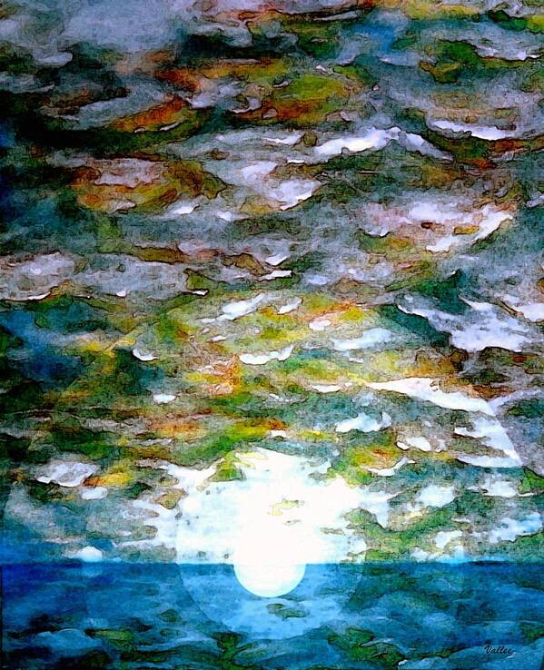 Ocean Sunrise Poster featuring the painting Ocean Sunrise by Vallee Johnson