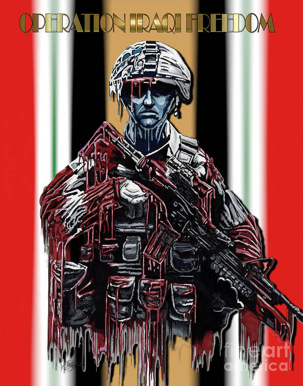 Operation Poster featuring the digital art OIF Soldier by Bill Richards