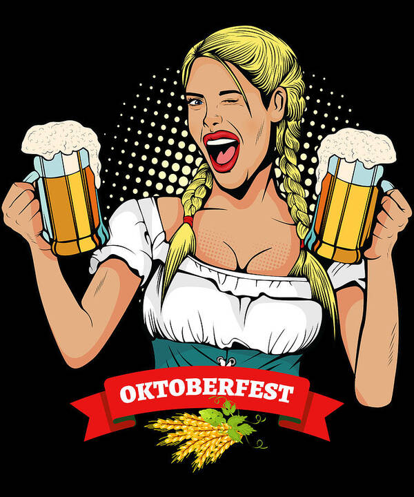 Beer Poster featuring the digital art Oktoberfest German Waitress Kellner by Flippin Sweet Gear