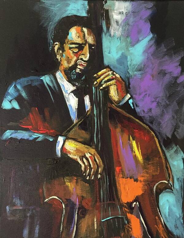 Ron Carter Poster featuring the painting Old Ron Carter by Ellen Lewis