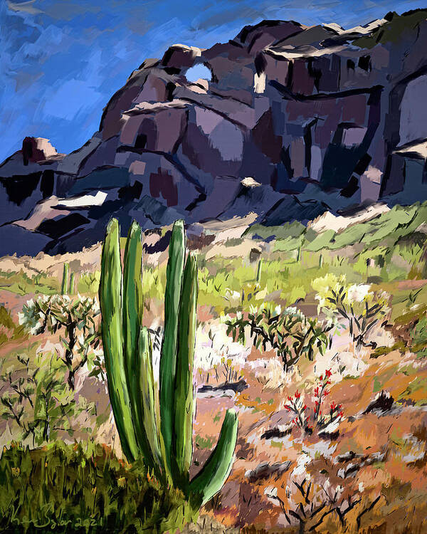 Cactus Poster featuring the digital art Organ Pipe Cactus by Ken Taylor