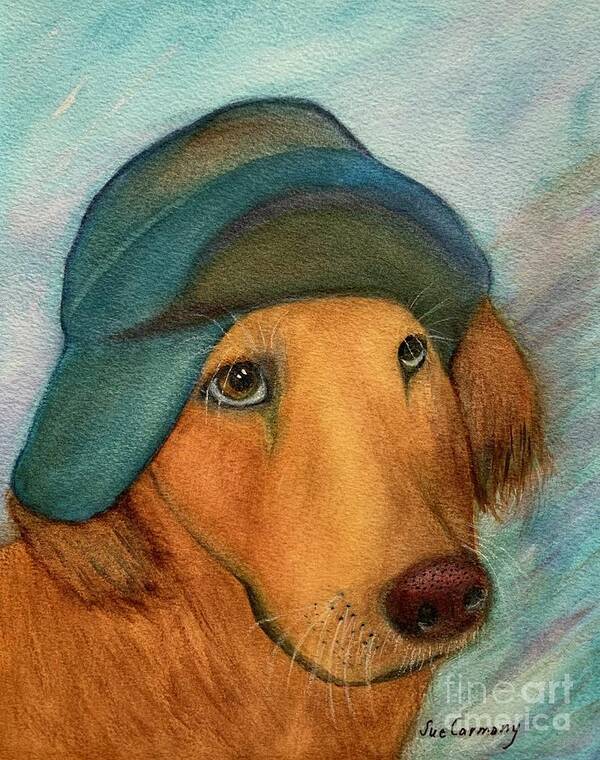 Dog Poster featuring the painting Our Funny Boone by Sue Carmony