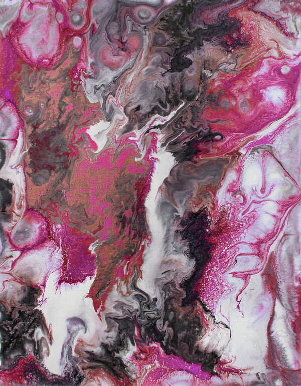 Marble Poster featuring the painting Paint Pour by Cori 219 Pink by Corinne Carroll