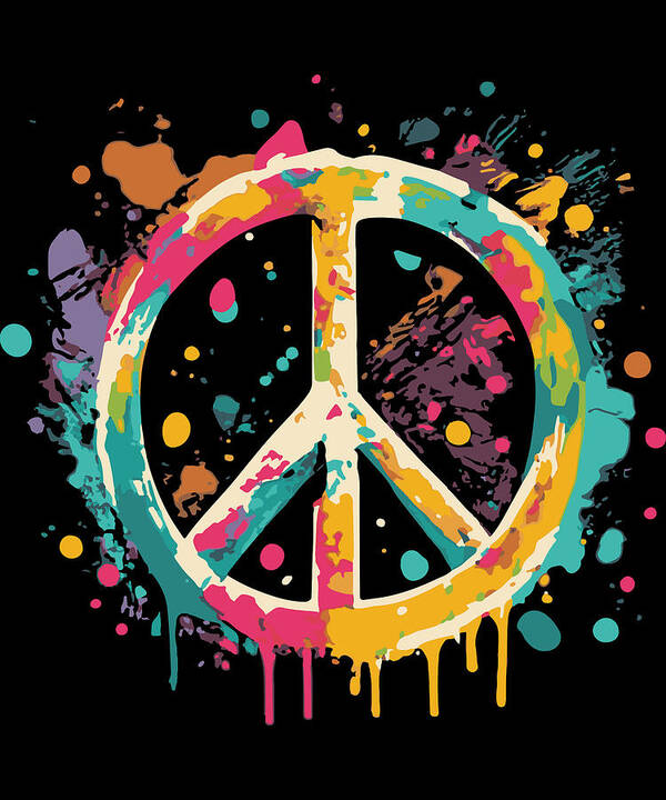 Peace Sign Poster featuring the digital art Peace Sign Paint Splatter Graffiti by Flippin Sweet Gear