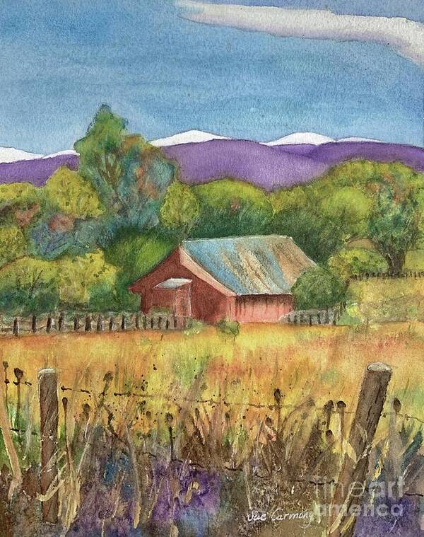 Barn Poster featuring the painting Peaceful Valley by Sue Carmony