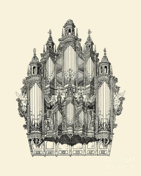 Organ Poster featuring the digital art Pipe Organ by Madame Memento