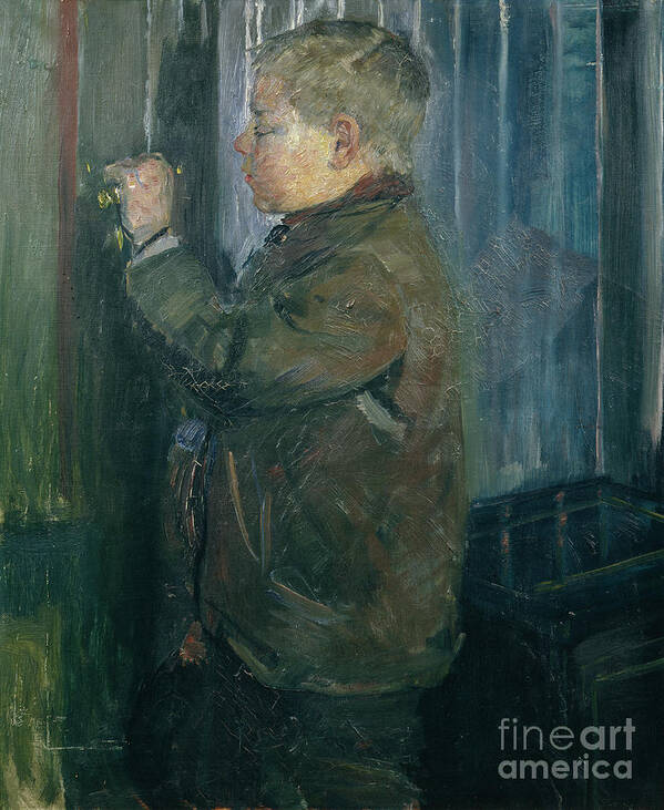 Halfdan Stroem Poster featuring the painting Poor boy by O Vaering by Halfdan Stroem