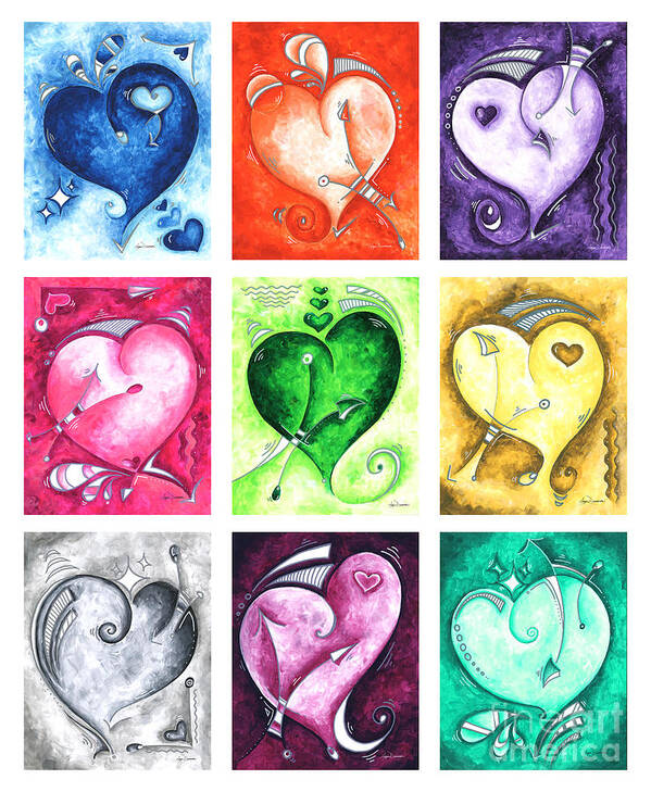 Collect Poster featuring the painting PoP of Love Compilation 2 Original Abstract Heart Paintings by Megan Duncanson by Megan Aroon