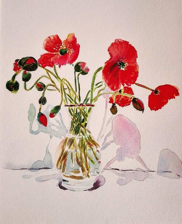 Flowers Poster featuring the painting Poppy Vase by Sandie Croft