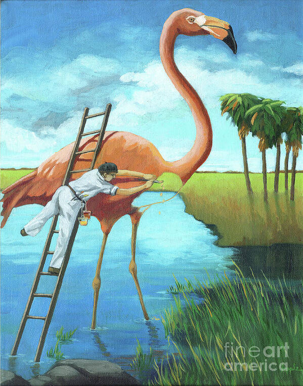 Flamingo Poster featuring the painting Preserving Wildlife by Linda Apple