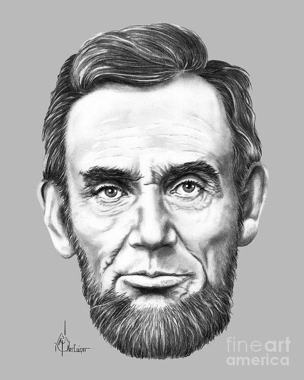 President Abe Lincoln Poster featuring the drawing President Abe Lincoln by Murphy Elliott