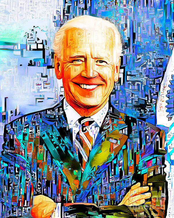Wingsdomain Poster featuring the photograph President Joe Biden in Modern Contemporary 20201021v3 by Wingsdomain Art and Photography
