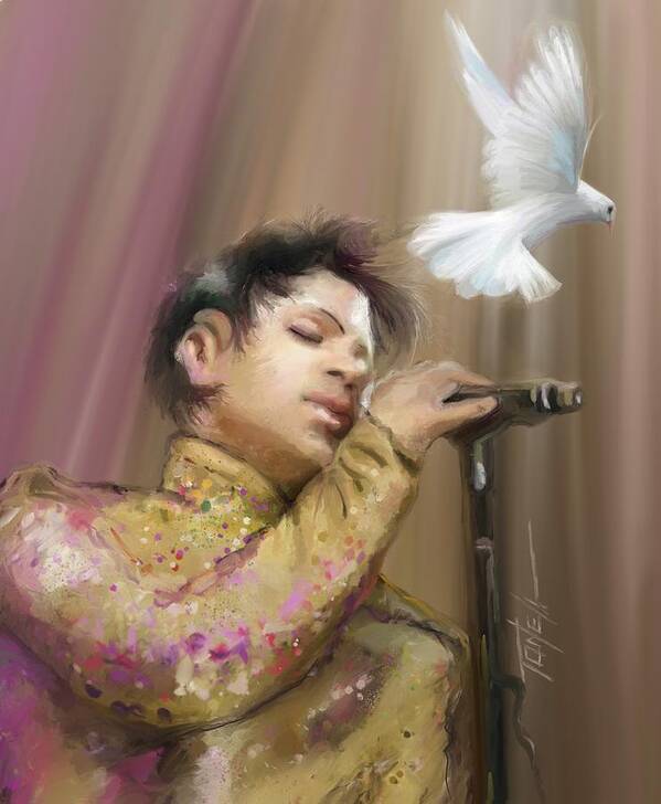 Prince Poster featuring the mixed media Prince When doves cry by Mark Tonelli